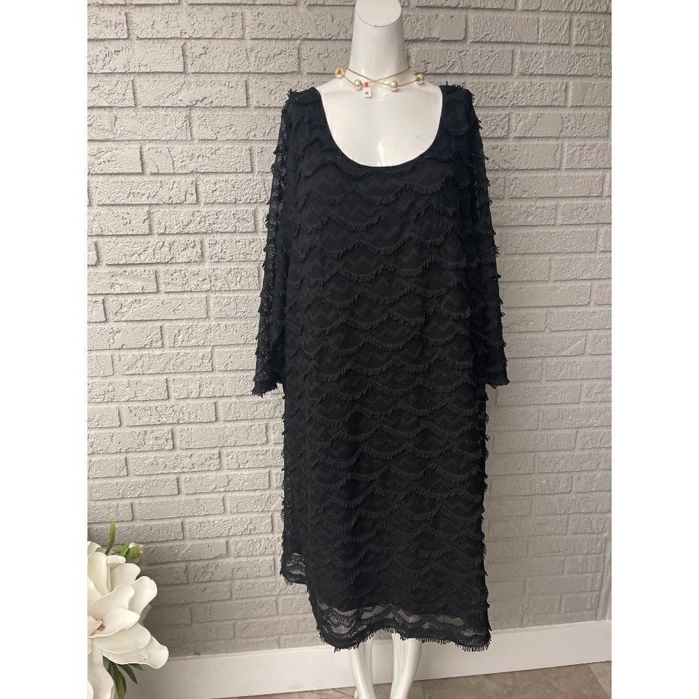 INC International Concepts Black Loop Dress Size 3X